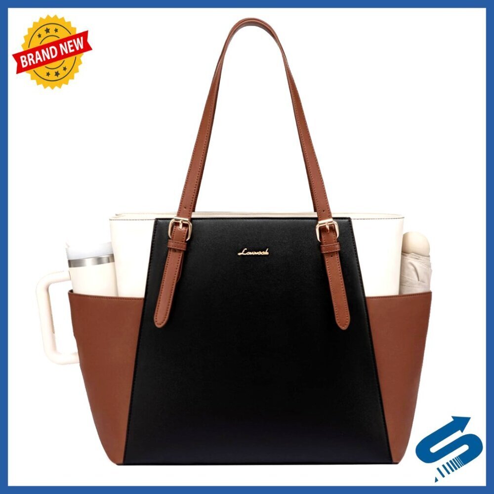 Leather Work Tote Bag Professional Briefcase Laptop Shoulder Bag Minimal Chic